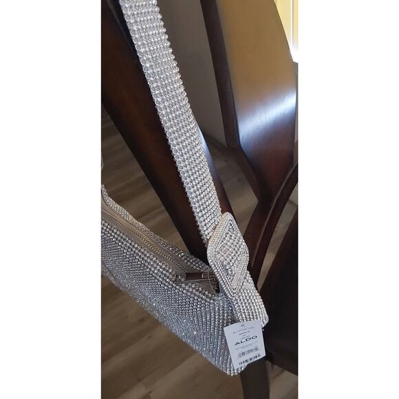 NWT~Aldo Banalia Silver Rhinestone Shoulder Handbag Purse - Picture 6 of 8